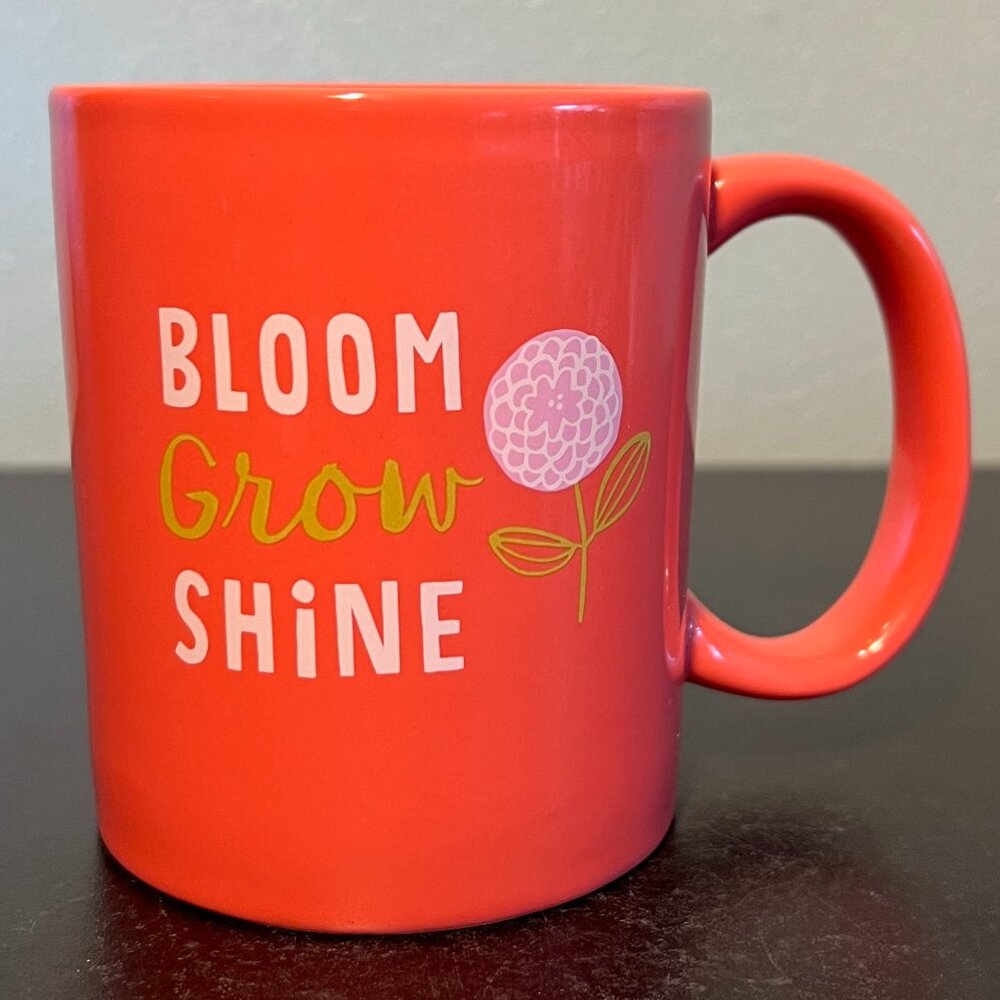 HALLMARK Inspirations BLOOM ~ GROW ~ SHINE Coral Ceramic Coffee Mug ~ Gardening